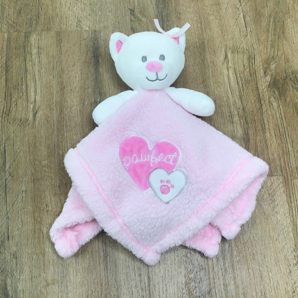 BABY Gear Pink Lovey Teddy Bear Pawfect Heart Baby Girl Security Blanket Soft